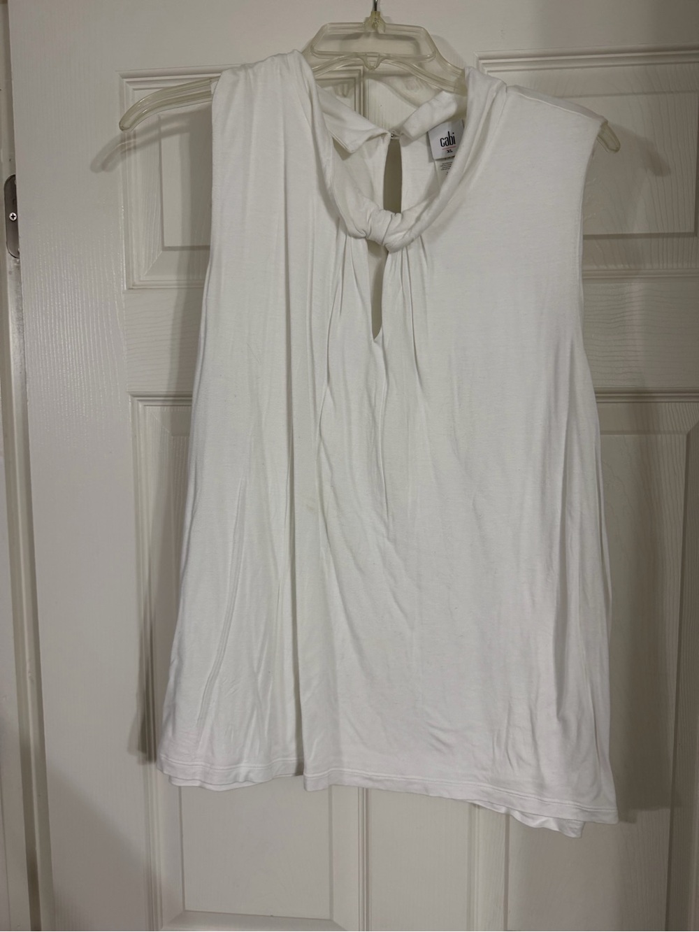 CAbi White Knot-Front Sleeveless Camisole